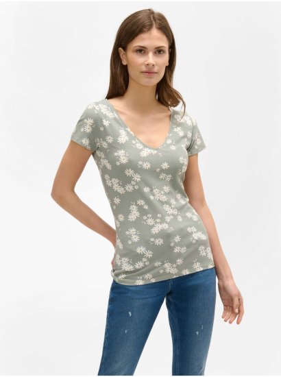 Orsay Svetlozelené kvetované tričko ORSAY