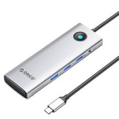 Orico Dokovacia stanica HUB 10v1 Orico USB-C, HDMI, 3xUSB, SD/TF, Audio (strieborná)