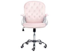 Beliani Otočná zamatová kancelárska stolička s kryštálmi ružová PRINCESS