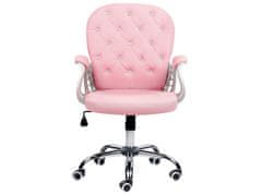 Beliani Otočná kancelárska stolička z umelej kože s kryštálmi ružová PRINCESS