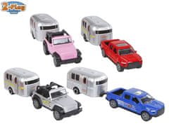 2-Play Traffic auto karavan 16,5 cm kov spätný chod (modrá/červená, ružová/strieborná)