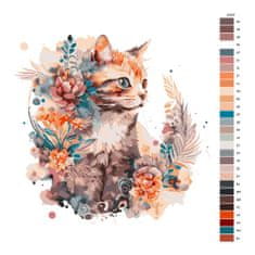 Malujsi Maľovanie podľa čísel - Mačka a sukulent - 40x40 cm, bez dreveného rámu