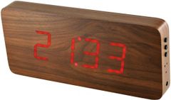 MPM QUALITY Digitálny LED budík/ hodiny s dátumom a teplomerom 3672.50, red