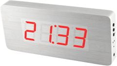 MPM QUALITY Digitálny LED budík/ hodiny s dátumom a teplomerom 3672.00, red led, 25cm