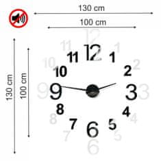 Flexistyle 3D Nalepovacie hodiny DIY Admirable XL Sweep 40ao-1, čierne 100-130cm