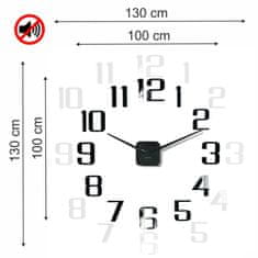 Flexistyle 3D Nalepovacie hodiny DIY ADMIRABLE XL SWEEP z540, čierne 100-130cm
