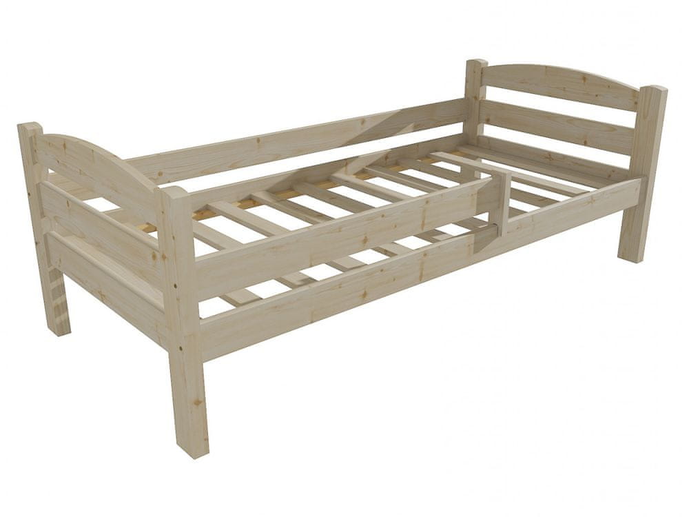 eoshop Detská posteľ DP 005 so zábranou (Rozmer: 70 x 160 cm, Farba dreva: surové drevo)