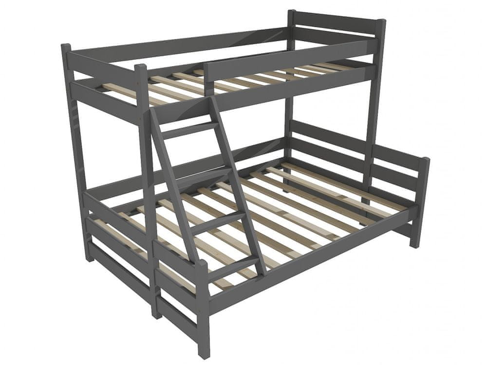 eoshop Poschodová posteľ s rozšíreným spodným lôžkom PPS 004 (Rozmer: 90/140 x 200 cm, Farba dreva: farba sivá)