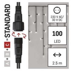 EMOS D1CC01 Standard LED spojovacia vianočná reťaz – cencúle, 2,5 m, vonkajšia, studená biela 1550012003