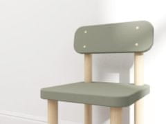 Flexa Drevená stolička s operadlom pre deti sivozelená Dots
