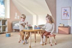 Flexa Drevený okrúhly stôl pre deti horčicový Dots