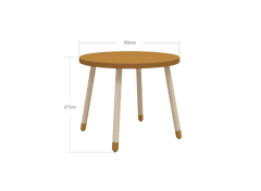 Flexa Drevený okrúhly stôl pre deti horčicový Dots