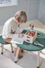 Flexa Drevený okrúhly stôl pre deti tmavozelený Dots