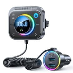 Joyroom JR-CL18 FM Transmitter autonabíjačka 2x USB / USB-C 30W, čierna