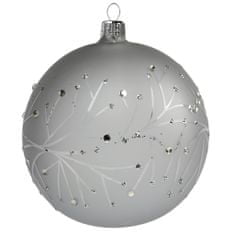 Decor By Glassor Banka sivá s dekorom jemných vetvičiek (Veľkosť: 8)