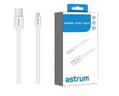 Astrum Micro USB 1,0 m plochý dátový kábel biely