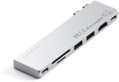 Satechi Pro HUB Slim, USB4, HDMI, 2x USB-A, SD, strieborná