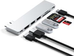 Satechi Pro HUB Slim, USB4, HDMI, 2x USB-A, SD, strieborná