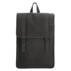 Hide & Stitches Čierny mestský kožený ruksak „Metropolitan“