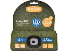 Extol Light čiapka s čelovkou 4x45lm, USB nabíjanie, tmavo zelená, univerzálny veľkosť