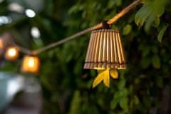 NEW GARDEN Dizajnová záhradná svetelná reťaz 8 m girlanda Okinawa s 10 bambusovými tienidlami na jutovom kábli a 10 LED žiarovkami E12, 2200K teplé biele svetlo, 35 lm, IP44