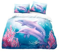EXCELLENT 3-dielna súprava posteľnej bielizne 135x200 cm - Delfíny s koralmi