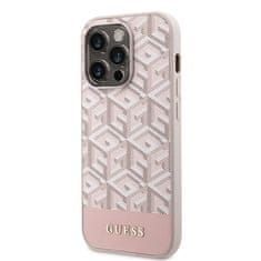 Guess Kryt na mobil PU G Cube MagSafe na Apple iPhone 14 Pro - růžový