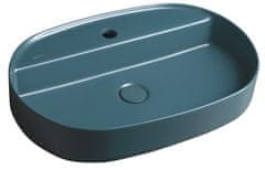 ISVEA , INFINITY OVAL keramické umývadlo na dosku, 60x40 cm, matná zelena Petrol, 10NF65060-2P