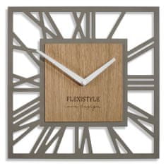 Flexistyle Nástenné hodiny loft piccolo štvorcové 30cm, dub- šedá z219b