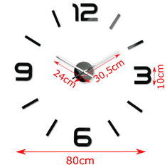 Flexistyle 3D Nalepovacie hodiny DIY ADMIRABLE Sweep z5400G black, 80cm