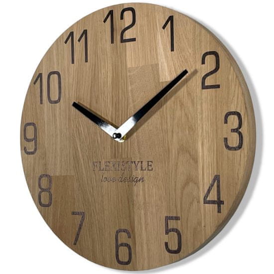 Flexistyle Dubové nástenné hodiny Natur z228-d-1, 30 cm