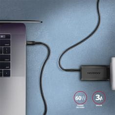 AXAGON BUCM-CM10AB, HQ kábel USB-C <-> USB-C, 1m, USB 2.0, PD 60W 3A, ALU, oplet, čierny