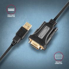 AXAGON ADS-1PQN, USB-A 2.0 - sériový RS-232 DB9-M FTDI adaptér / kábel 1.5m