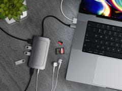 Satechi Aluminium USB4 Multiport Adapter, HDMI 8K@30Hz, USB-C PD 100W, Ethernet, 2xUSB-A 3.2, šedá