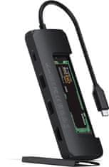 Satechi Aluminium USB-C Hybrid Multiport adapter, SSD Enclosure, HDMI 4K, 2 x USB-A 3.1 Gen 2, čierna