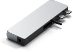 Satechi Aluminium Pro Hub Mini, USB4 96W, 6K@60Hz, 2x USB-A 3.0, Ethernet, USB-C, Audio, strieborná