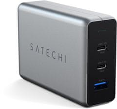 Satechi síťová nabíječka Compact GAN, 2x USB-C PD, USB-A, 100W, šedá