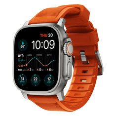 Nomad Rugged Band - Odolný remienok pre Apple Watch 45/49 mm, oranžový, strieborný