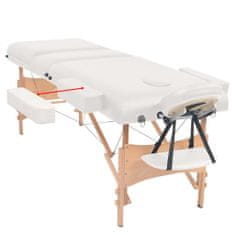 Vidaxl Skladací masážny stôl, 3 zóny, 10 cm hrubý, biely