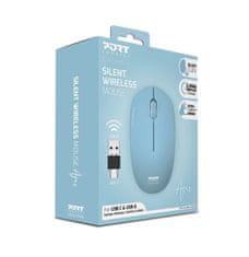 Port Designs PORT CONNECT Wireless COLLECTION, bezdrôtová myš, USB-A a USB-C dongle, 2.4Ghz, 1600DPI, azúrová