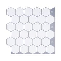 PIPPER. Nalepovací obklad - 3D mozaika - Biele 6-uhoľníky 30,5 x 30,5 cm, 5