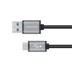 Krüger&Matz Kábel USB 3.0 V zástrčka - Kruger &amp; Matz Základný typ C 5G 1m zástrčka sivá KM1244