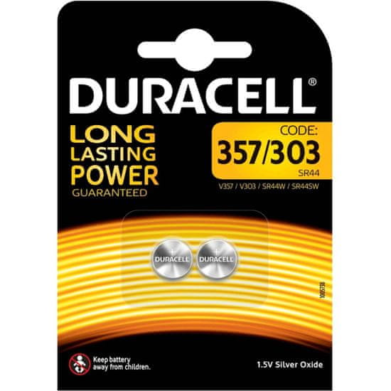 Duracell 2x Gombíkove Batérie D 357 303 SR44 G13 1.5V Blister