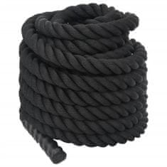 Vidaxl Bojové lano čierne 12 m 9 kg polyester