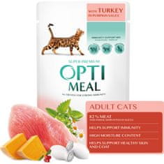 OptiMeal Superpremium 12x85g kapsička pre mačky s morčacim mäsom v tekvicovej omáčke 