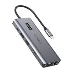 Choetech Adaptér 12v1 Choetech HUB-M26 USB-C na USB-C+ USB-A+ HDMI+ VGA+ AUX+ SD+ TF (sivý)