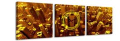 Falc 3-dielny obraz s hodinami, Gold City, 35x105cm