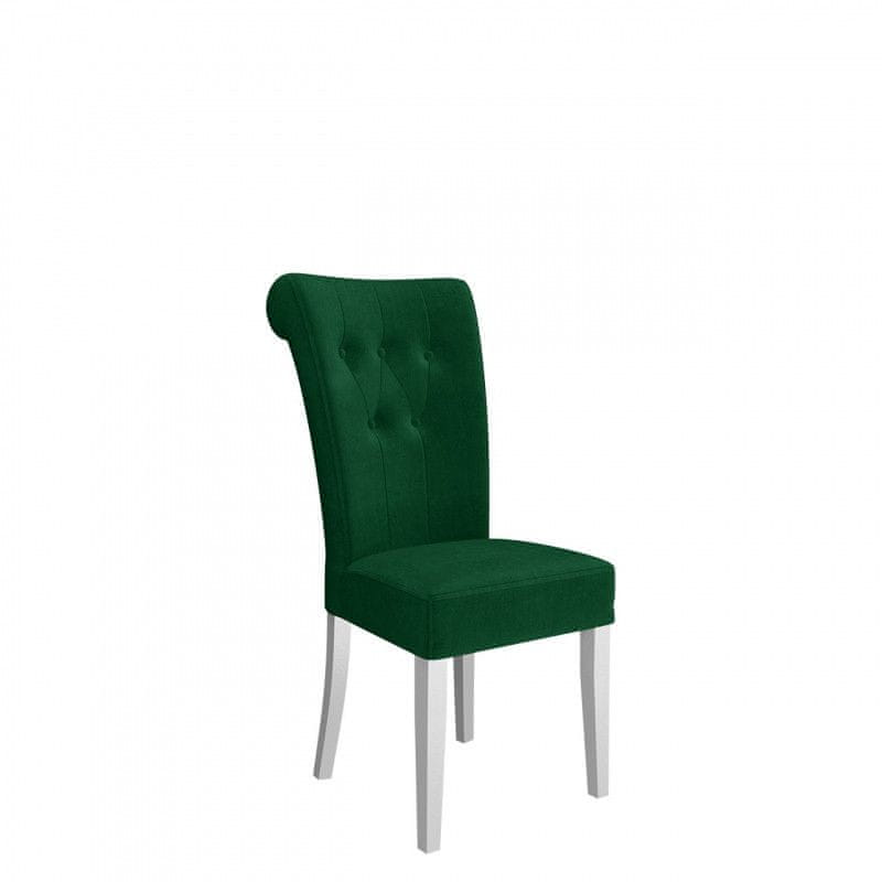 Veneti Luxusná jedálenská stolička NOSSEN 3 - polomatná biela / zelená / chrómované klopadlo