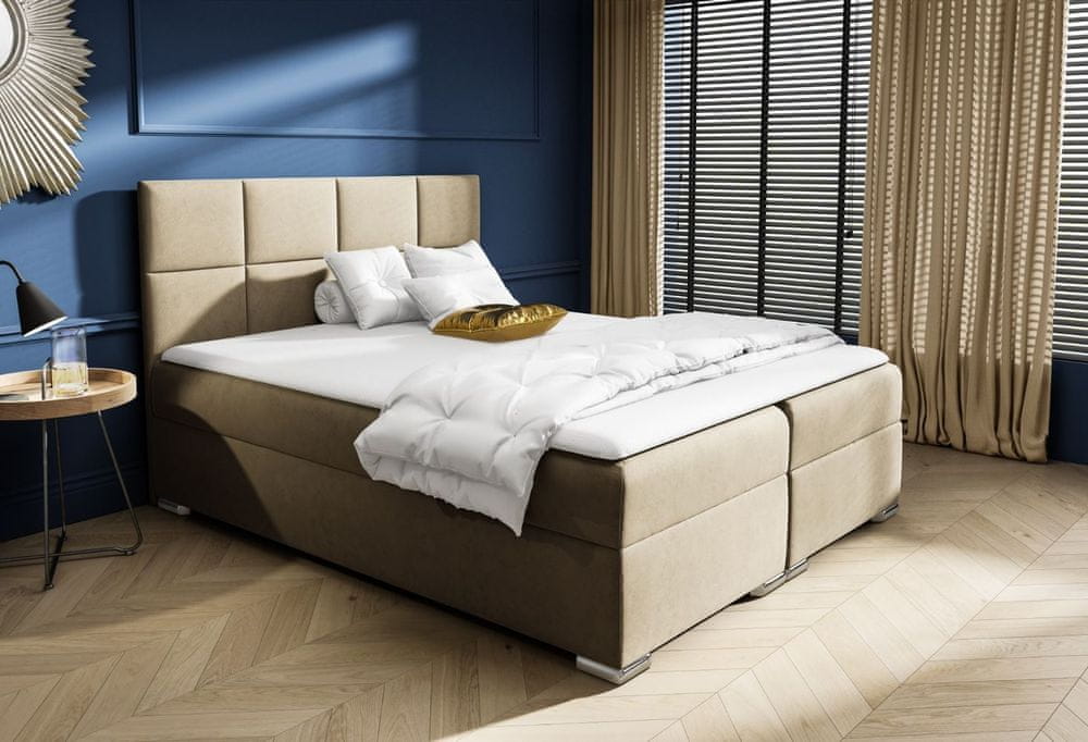 Veneti Čalúnená posteľ AUGUSTINA - 180x200, béžová + topper ZDARMA