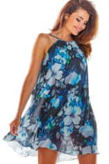 Dámske kvetované šaty Morcane A289 temno modra S/M